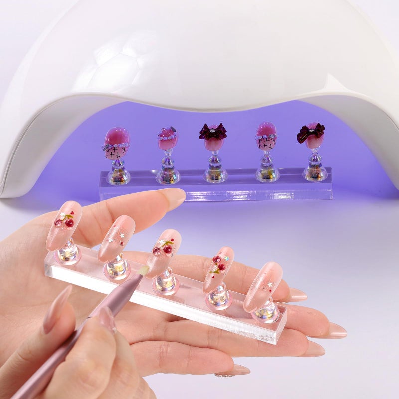 Etercycle Nail Stand for Press On Acrylic Nails Art Display Stand Nail Holder for Painting Magnetic Nails Stand with Double-sided Tape for Home DIY Salon Supplie (Pink) - Image 3